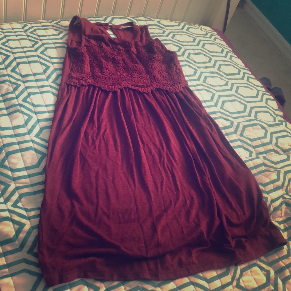 A flowy maroon dress.